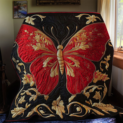 Red Gold Butterfly WY1012044CL Quilt
