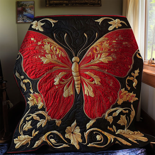 Red Gold Butterfly WY1012044CL Quilt