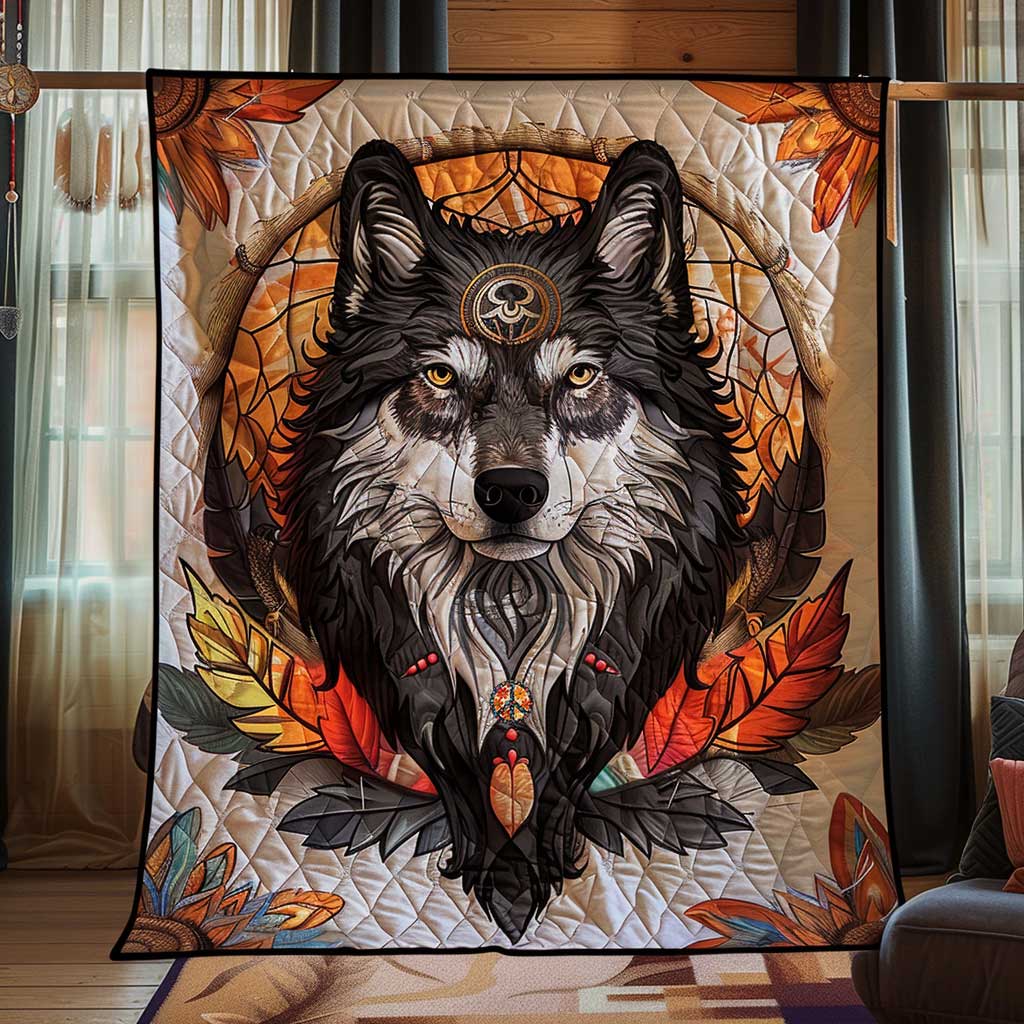 Native American Wolf WJ0710025CL Quilt