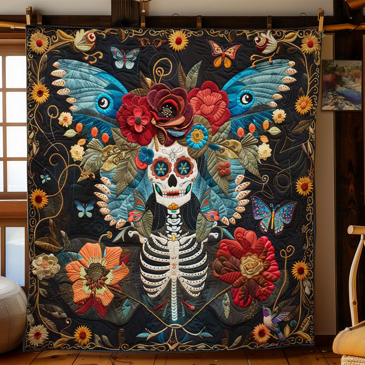 Floral Skull WN3010092CL Quilt