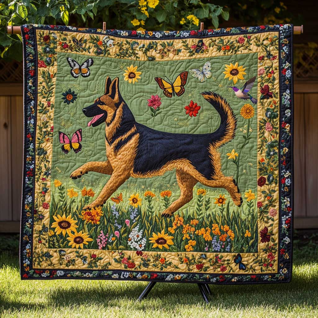 German Shepherd Butterfly Chase WN0410030CL Quilt