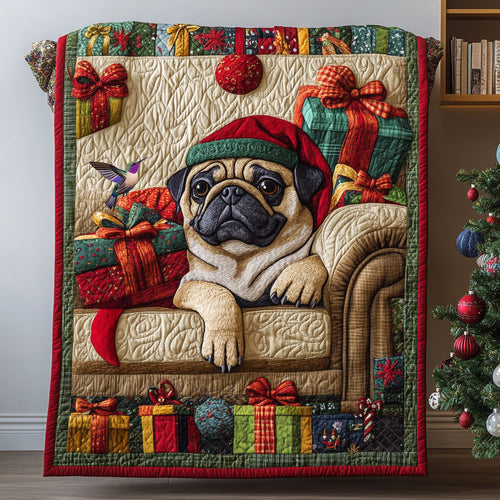 Pug Christmas WX0511038CL Quilt