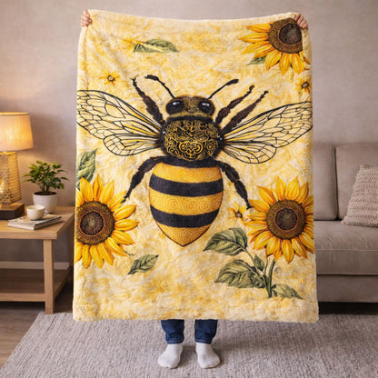 Sunflower Bee QA1701002CL Faux Fur Throw Blanket