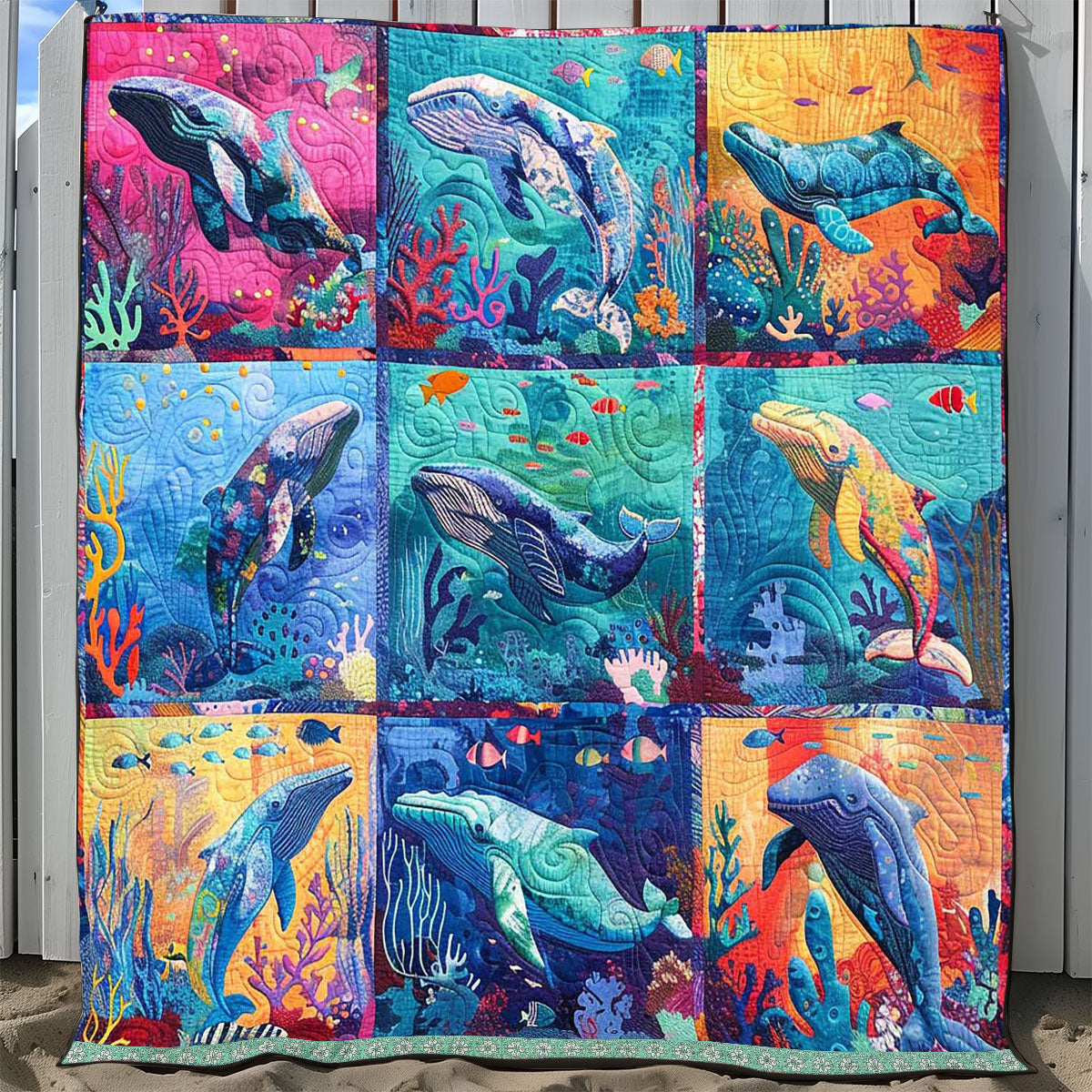 Vibrant Colorful Whale Collection WP0409054CL Quilt