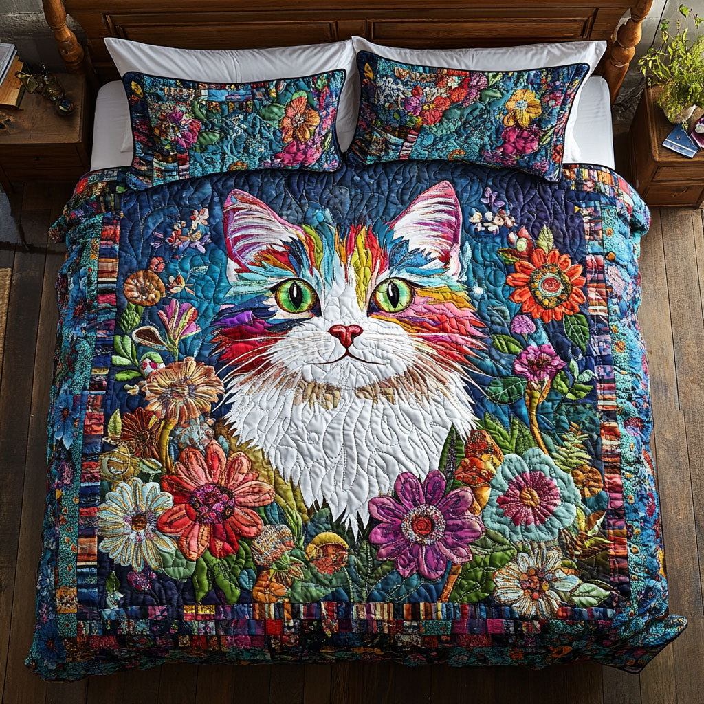 Colorful Cat In Garden WY2901020CL Duvet Cover Set