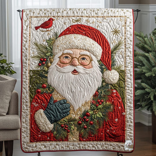 Santa And Cardinal WU0411015CL Quilt