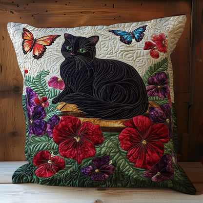 Black Cat In Garden WY2501009CL Quilt Pillow Case