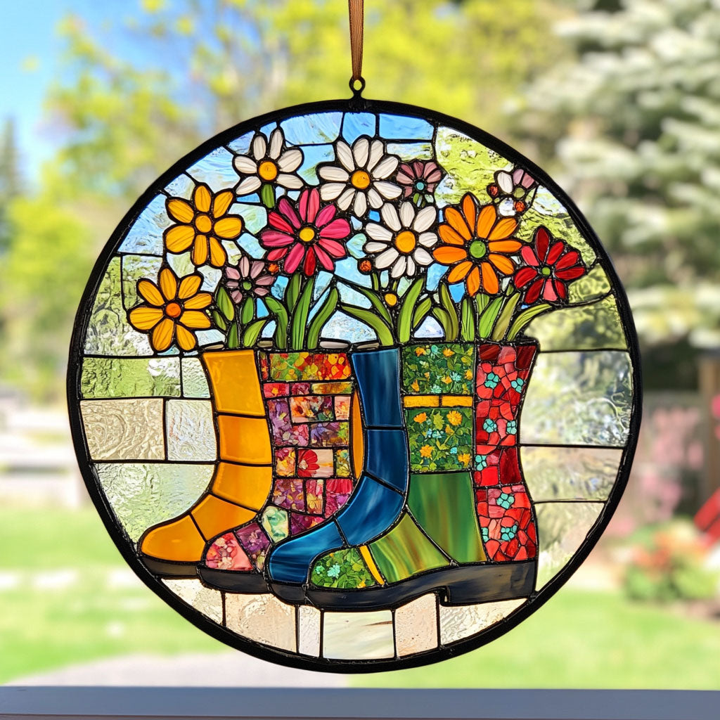 Flower And Garden Boots WY2202145CL Suncatcher