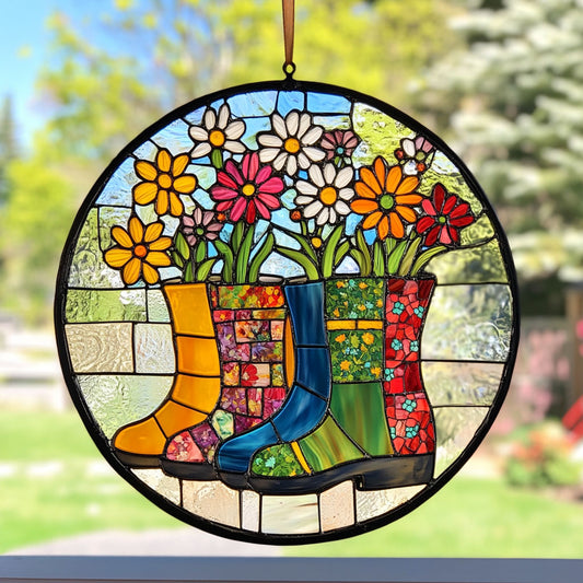 Flower And Garden Boots WY2202145CL Suncatcher