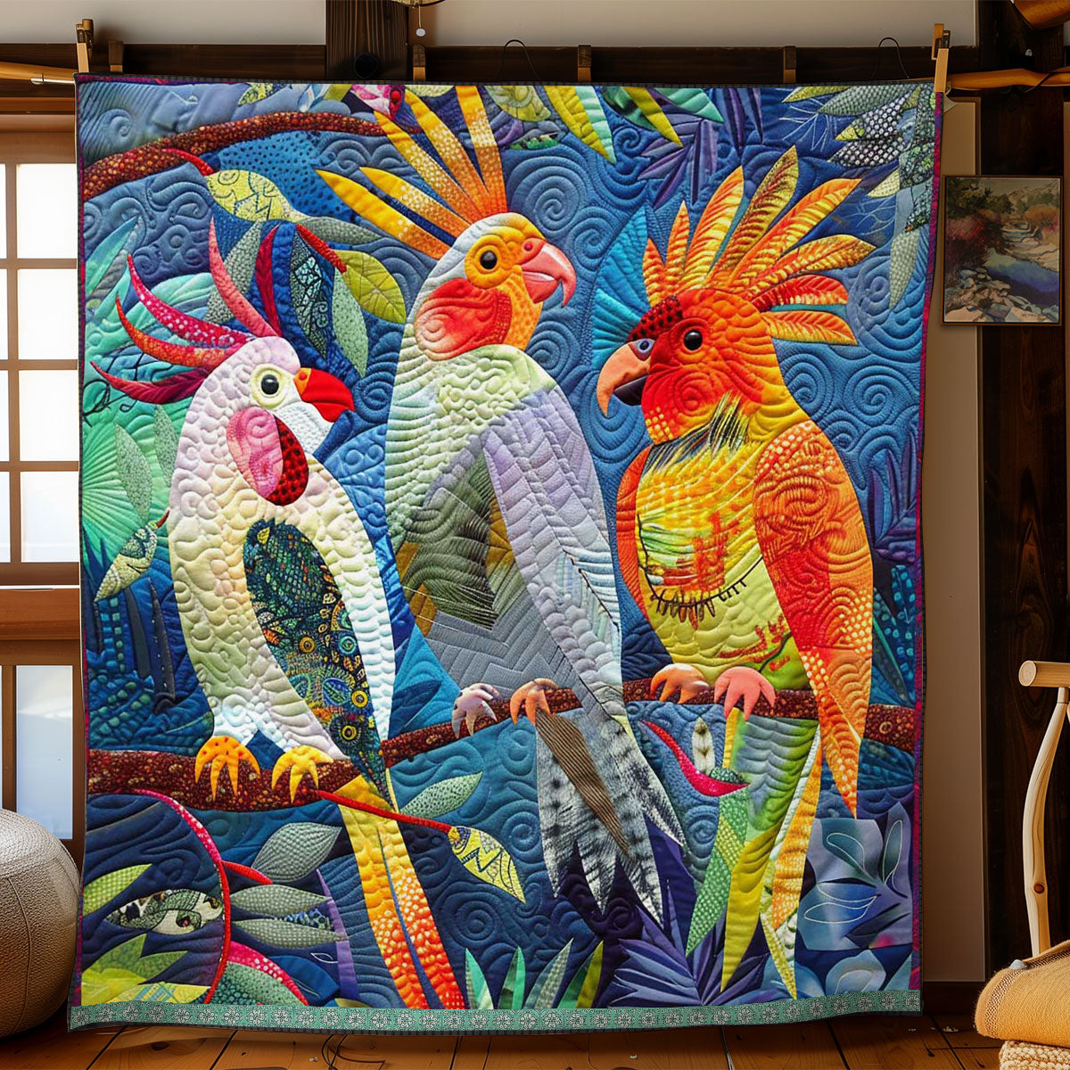 Tropical Cockatiels WJ2709023CL Quilt
