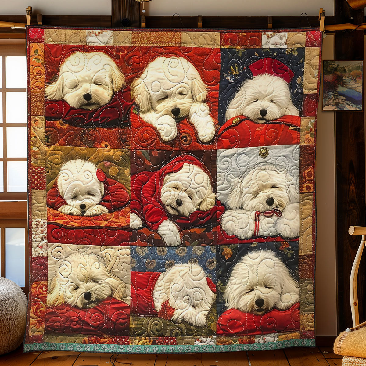 Bichon Frise Sleeping WN1209071CL Quilt