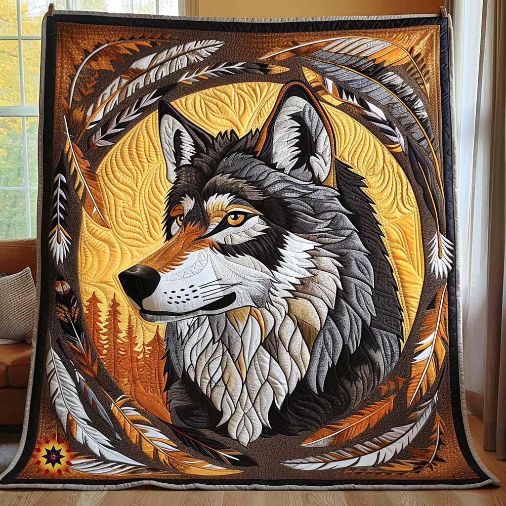 Spirit Wolf And Feather WN1410026CL Quilt