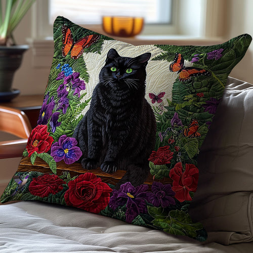 Black Cat In Garden WY2512067CL Quilt Pillow Case