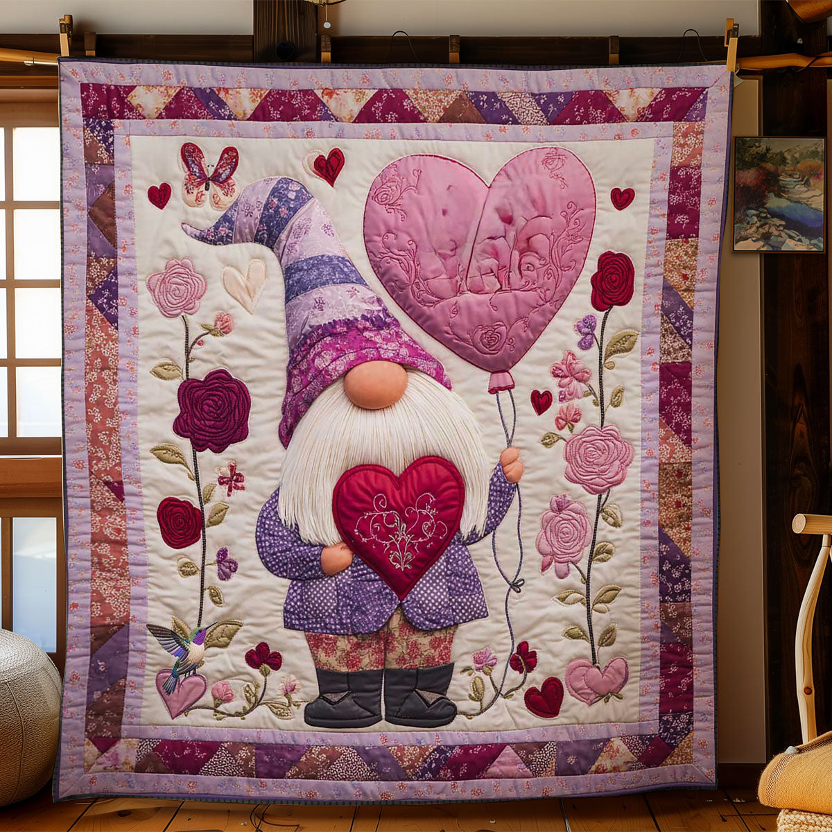 Balloon Love Gnome WN0412042CL Quilt
