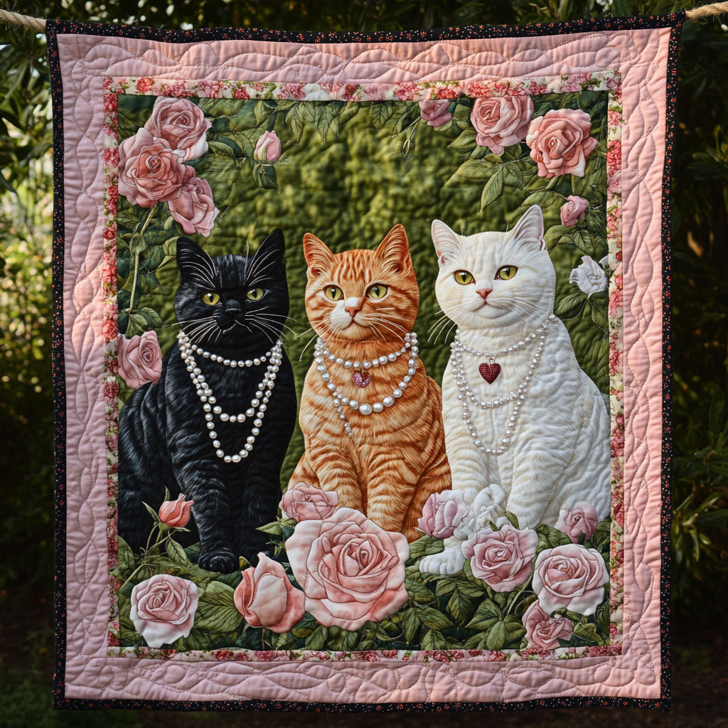 Cat Pink Roses WT2101003CL Quilt