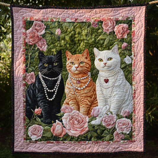 Cat Pink Roses WT2101003CL Quilt