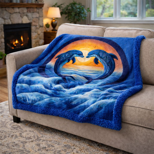 Ocean of Love Dolphin KL2401004CL Faux Fur Throw Blanket
