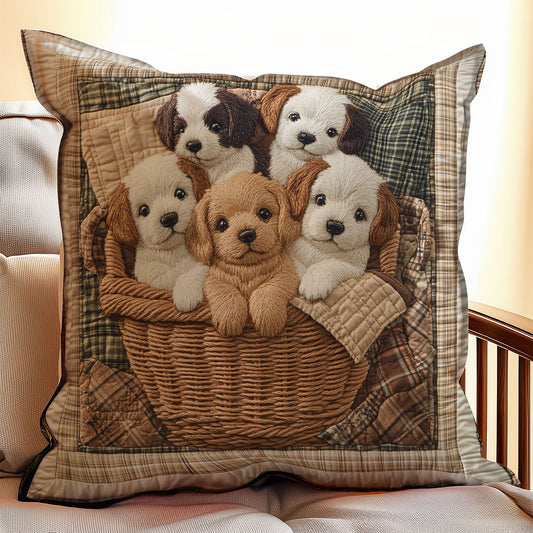 Cozy Basket Puppy WX2312104CL Quilt Pillow Case