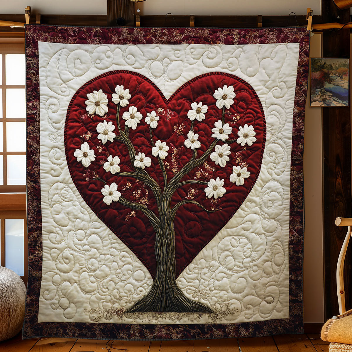 Flower Tree Heart WY1502007CL Quilt