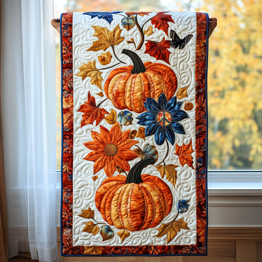 Pumpkin Leaf WG3009006CL Quilted Table Runner