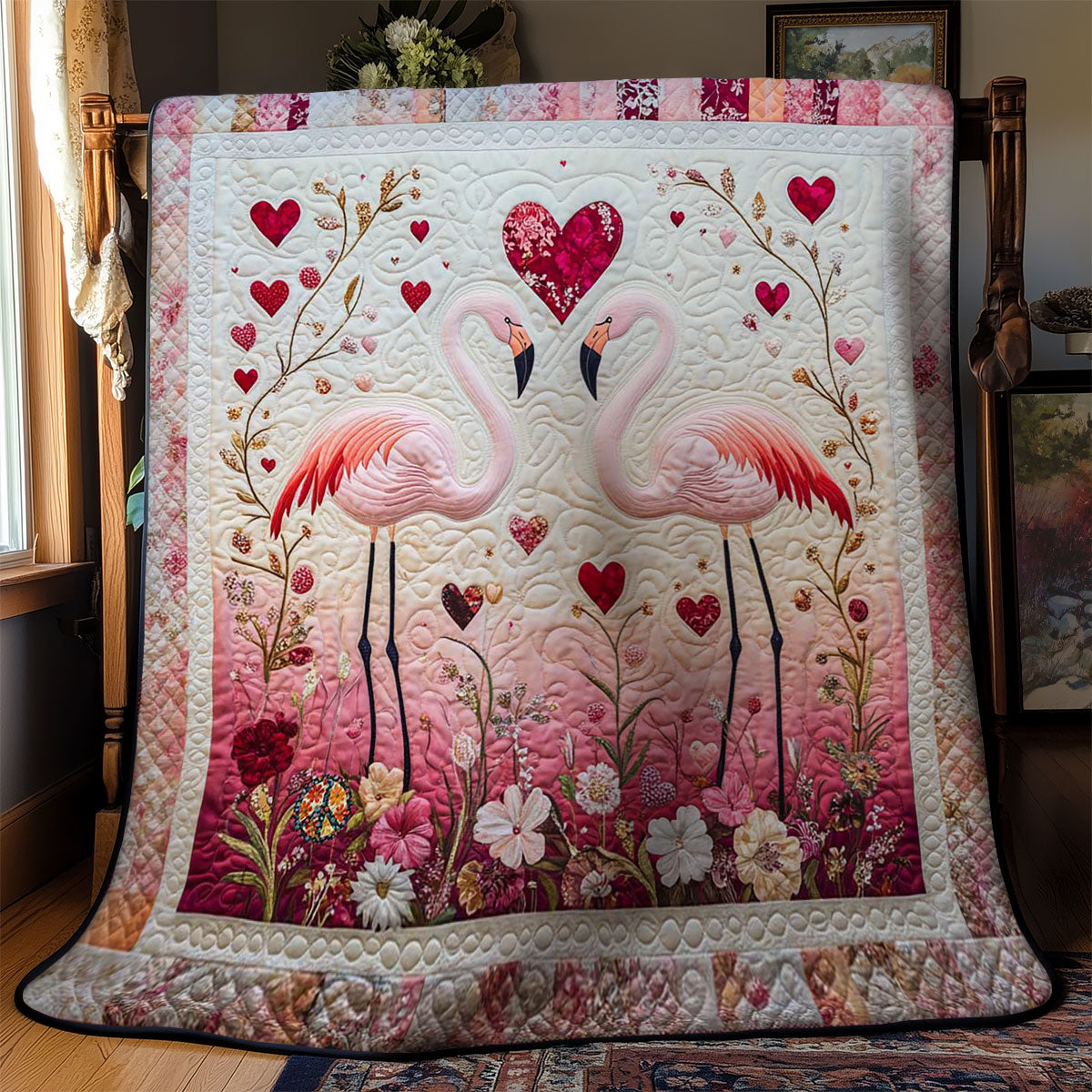 Pink Flamingo Valentine WN1112022CL Quilt