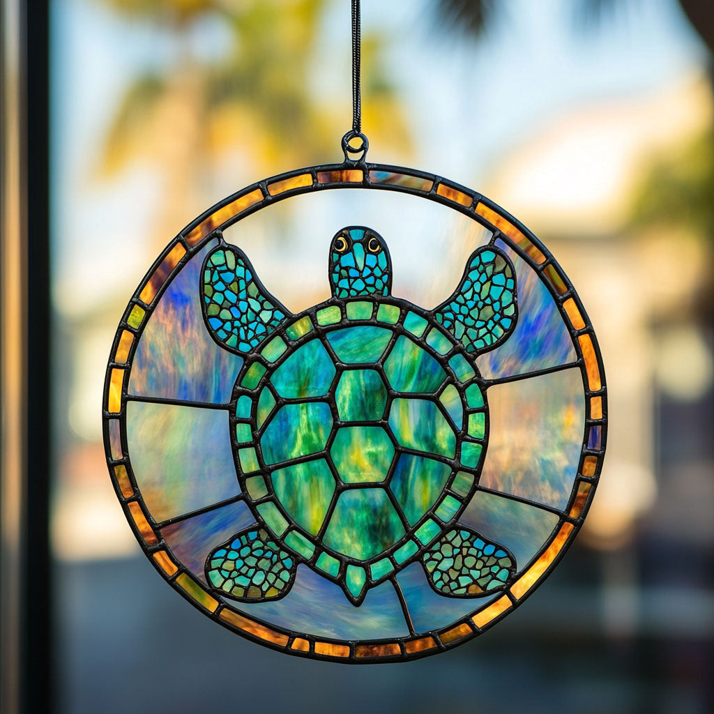 Turtle WJ1911048CL Stained Glass Suncatcher