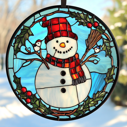 Snowman Bliss WN0611084CL Stained Glass Suncatcher