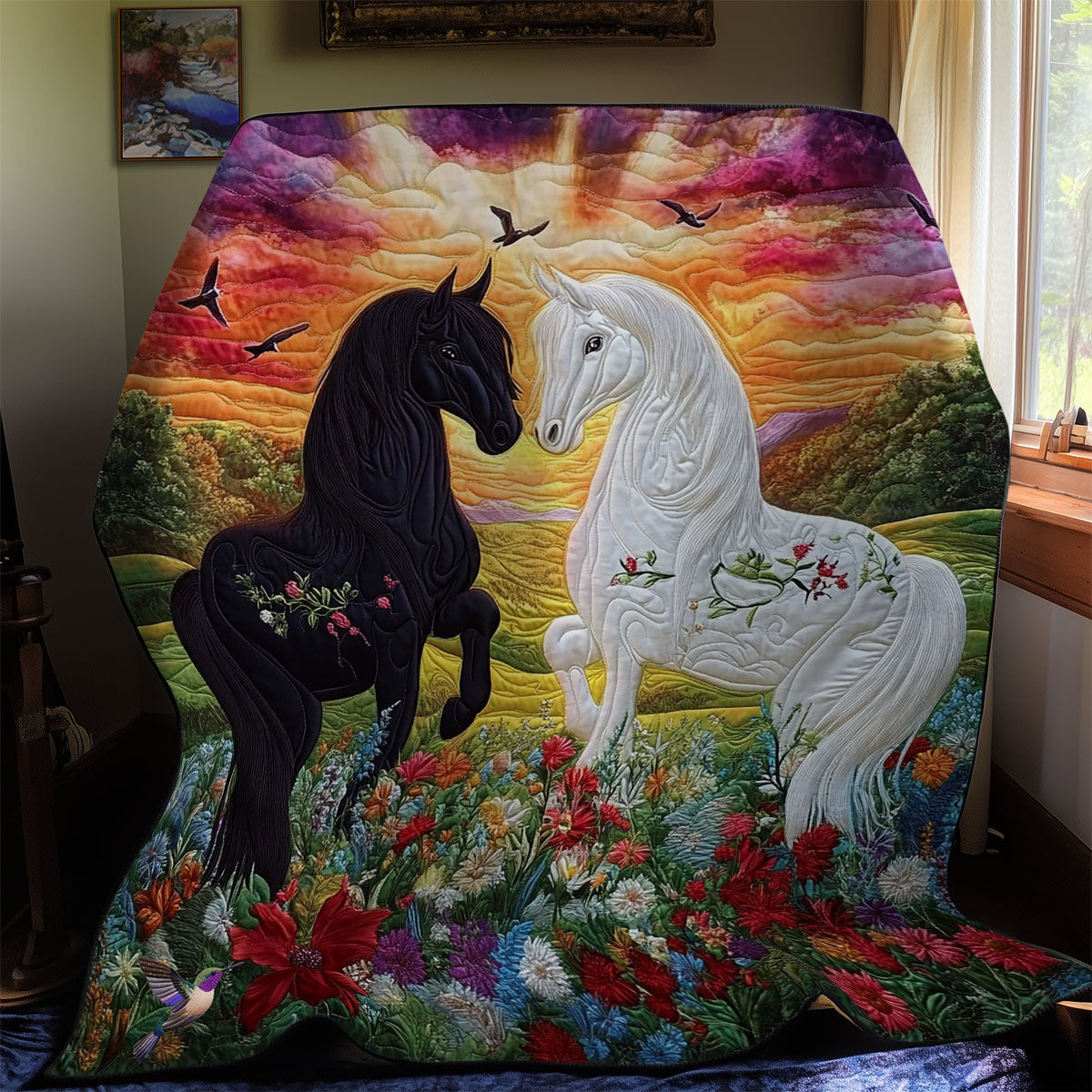 Couple Horse In Highland WY0712015CL Quilt