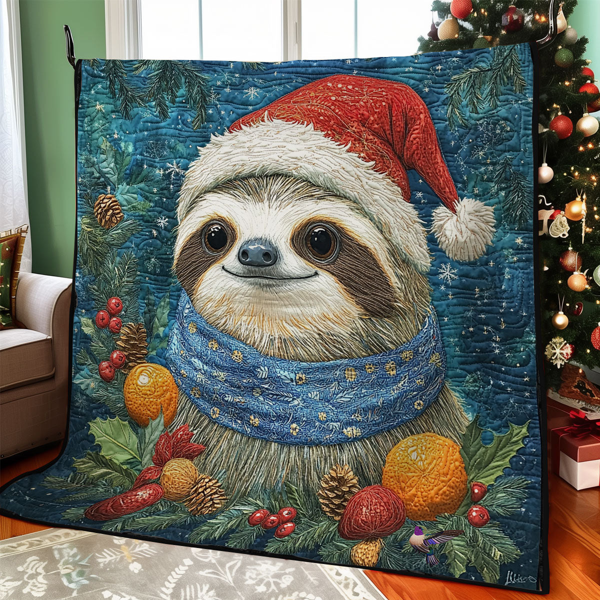 Christmas Sloth WY3110033CL Quilt