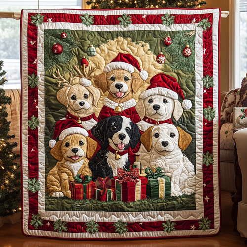 Joyful Puppies Christmas WG1712024CL Quilt