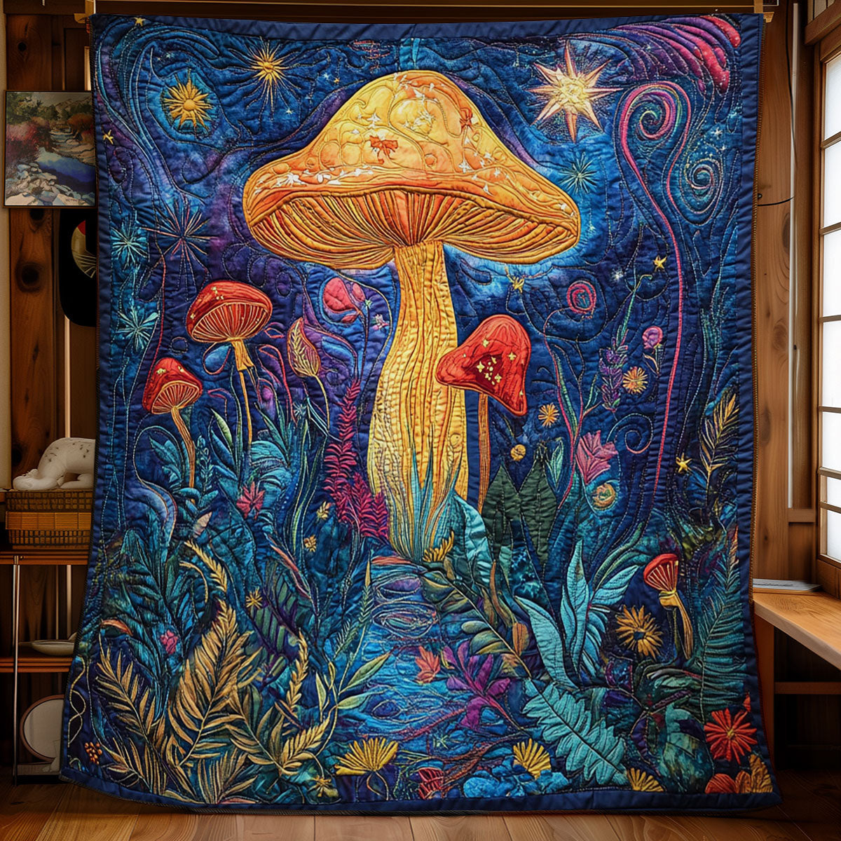 Majestic Night Mushroom Forest  WY1502061CL Quilt