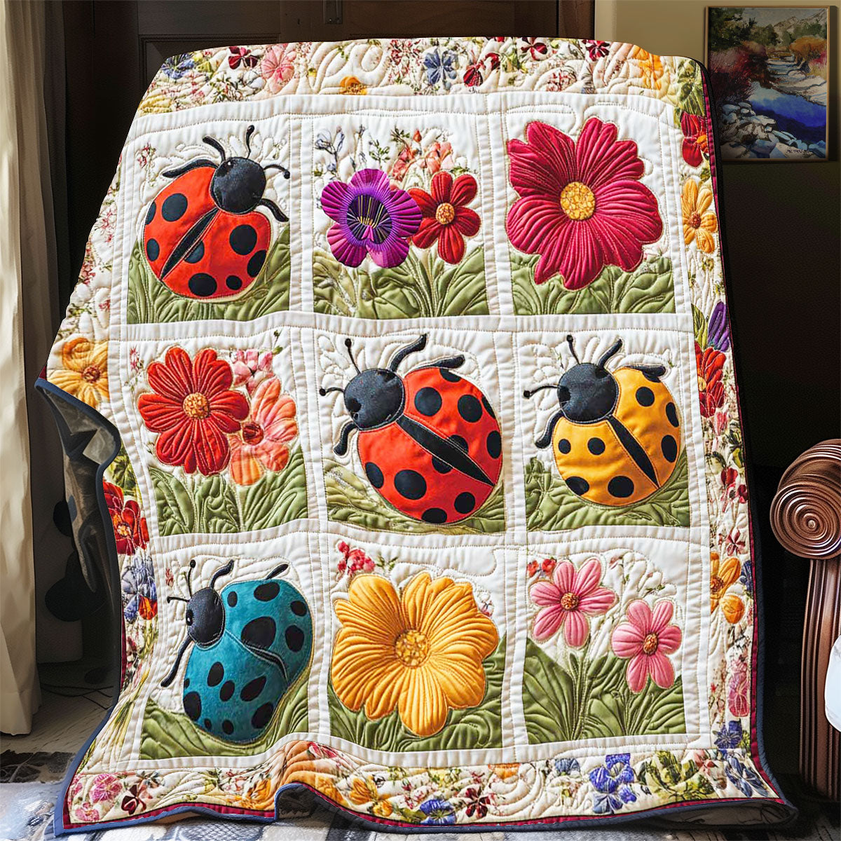 Lady Bug Floral WP2312030CL Quilt