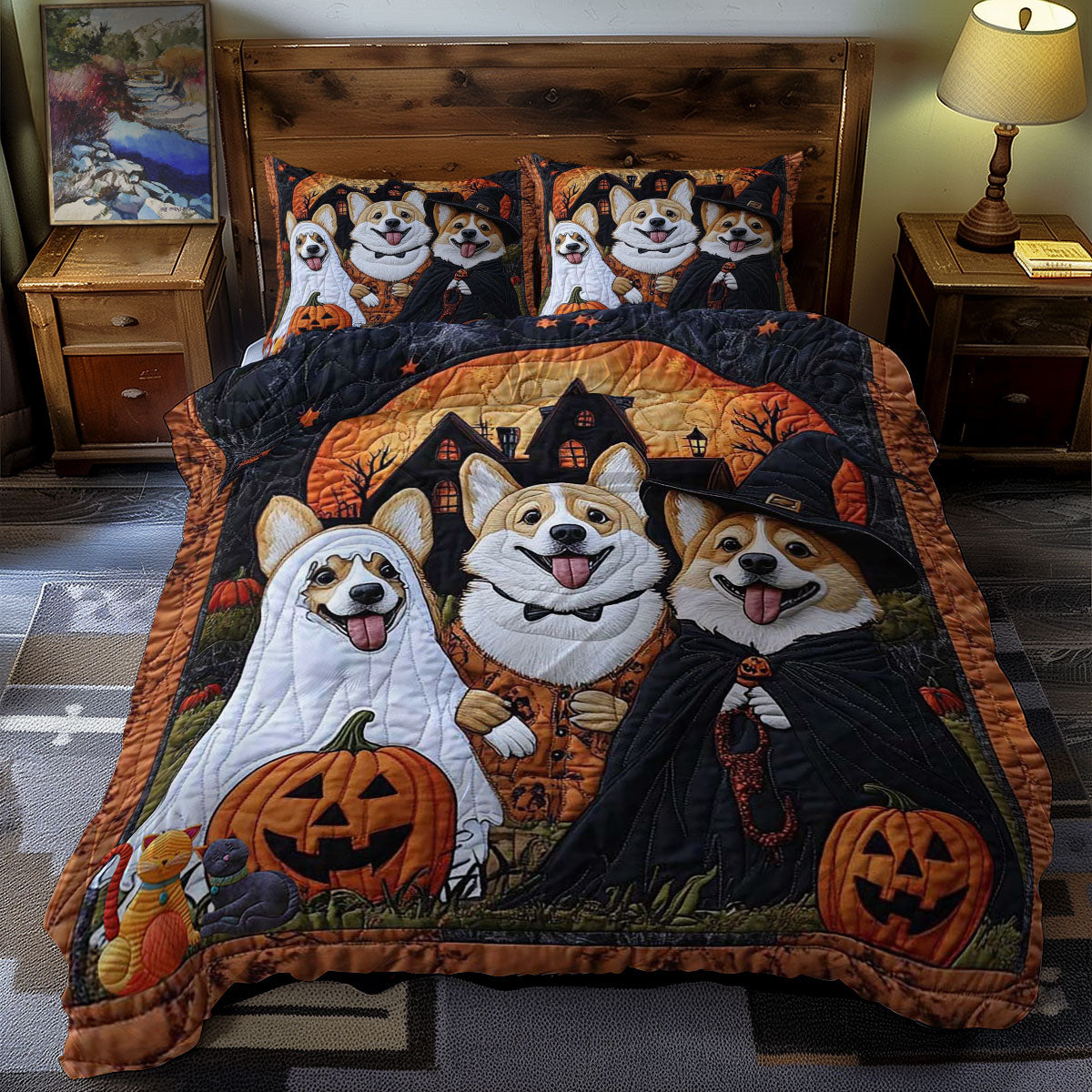 Corgi Halloween Haunt WN0310093CL Duvet Cover Set