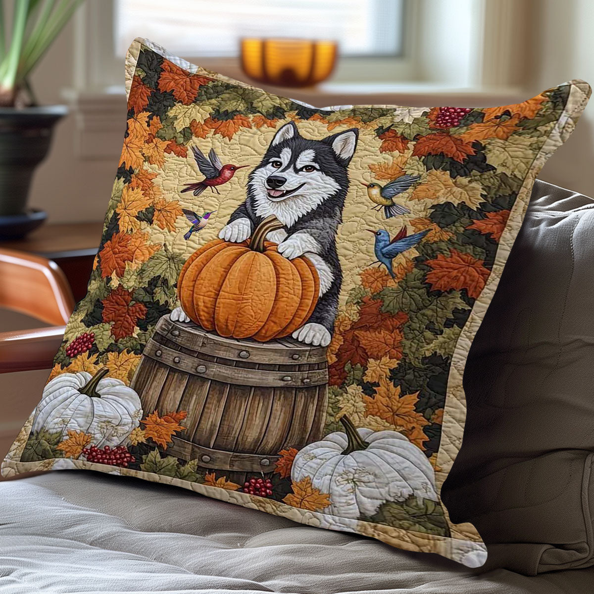 Husky Pumpkin Love WN0310111CL Quilt Pillow Case