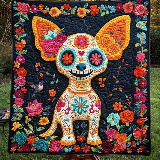 Chihuahua Bones And Blooms WN0910068CL Quilt