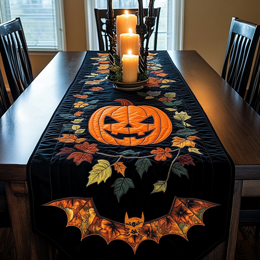 Fright Pumpkin And Bat XR1209009CL Quilted Table Runner