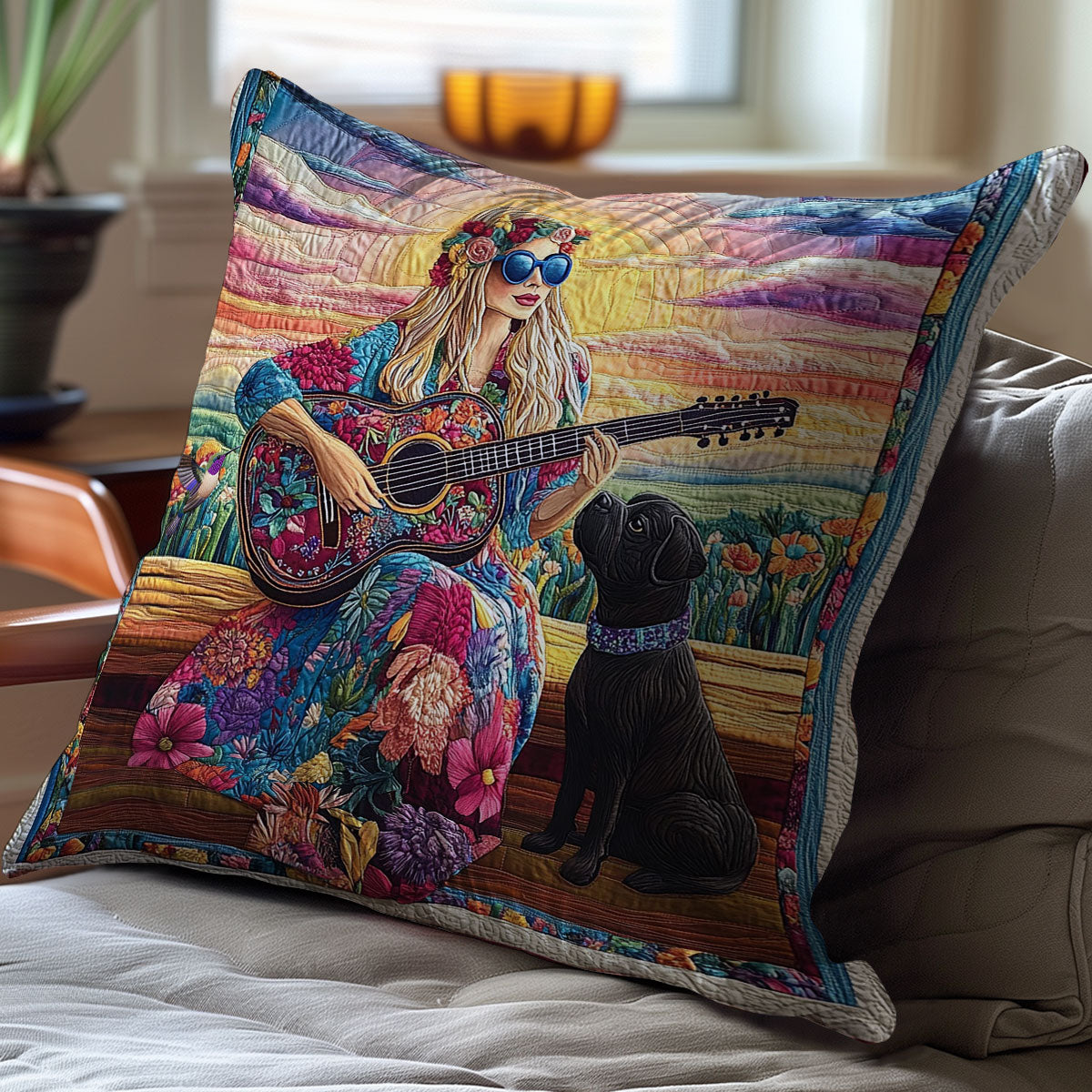 Hippie Girl WY2212011CL Quilt Pillow Case
