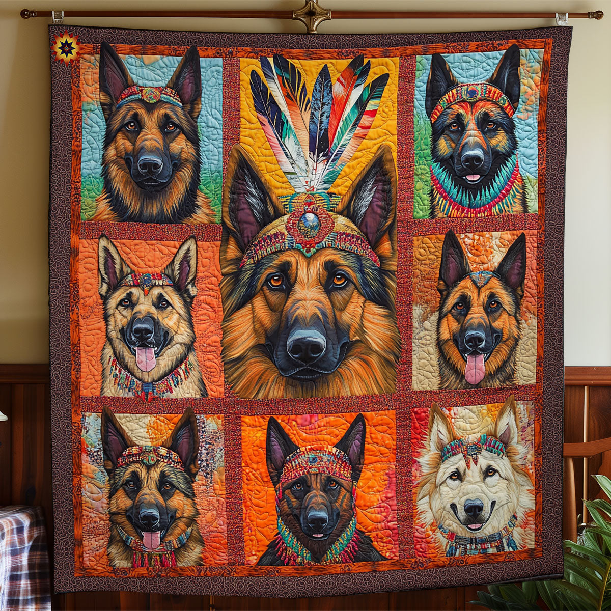 Native American German Shepherd WY1411035CL Quilt
