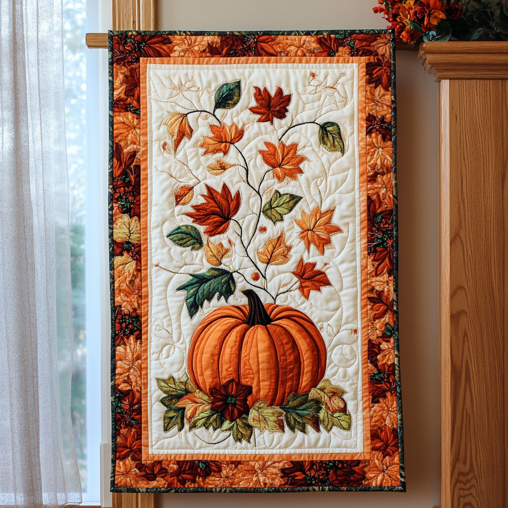 Pumpkin Garden XR2609015CL Quilted Table Runner