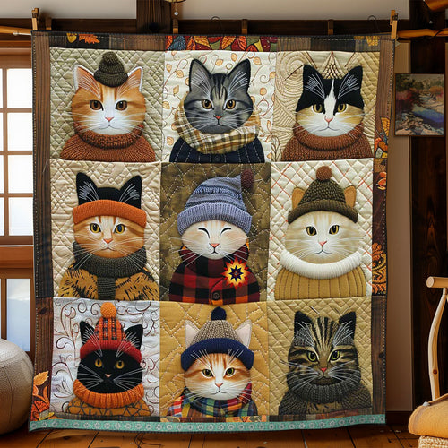 Adorable Winter Cat Portrait WP1810003CL Quilt