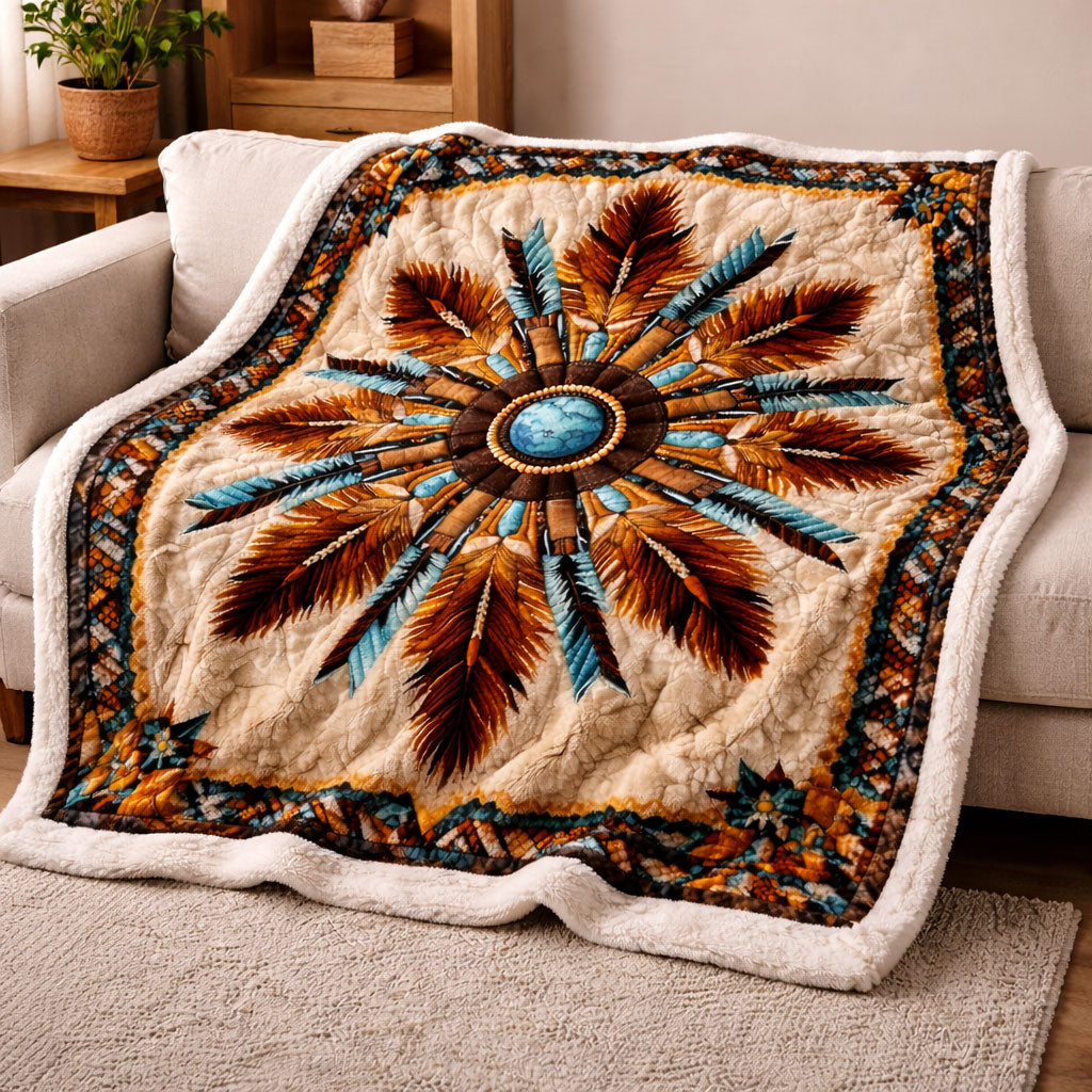 Sacred Feather Mandala KL2101008CL Faux Fur Throw Blanket