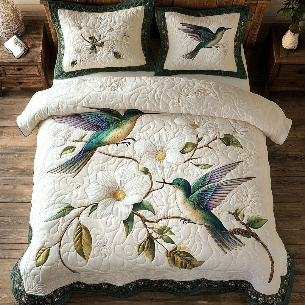 Hummingbird White Blossoms WT0703075CL Duvet Cover Set