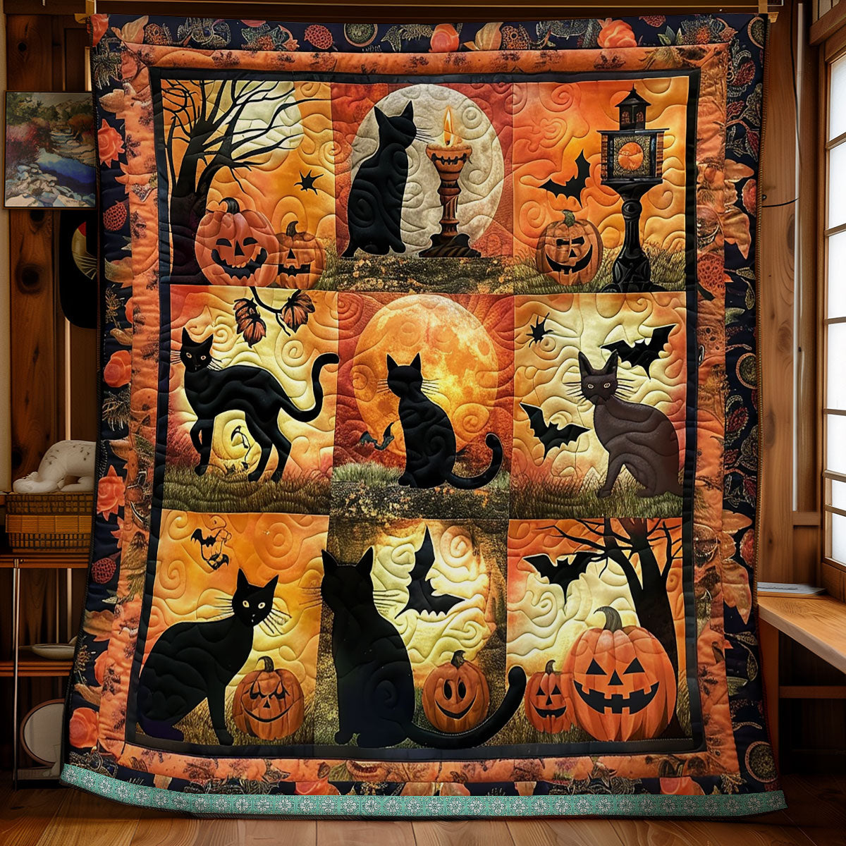 Halloween Cat And Bat WN1309063CL Quilt