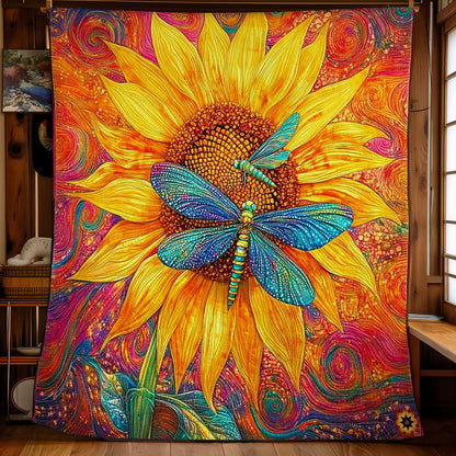 Sunflower And Dragonfly WY0811021CL Quilt