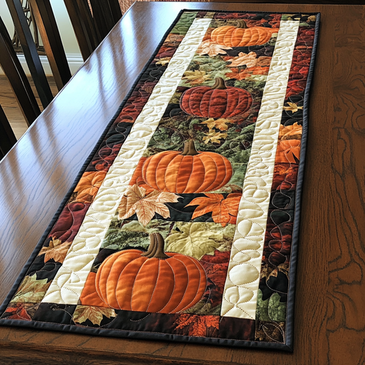 Autumn Leaves And Pumpkins XR1209002CL Quilted Table Runner