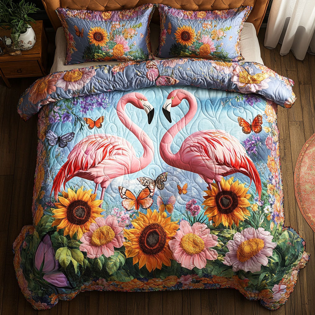 Couple Flamingo Flower WT0703093CL Duvet Cover Set
