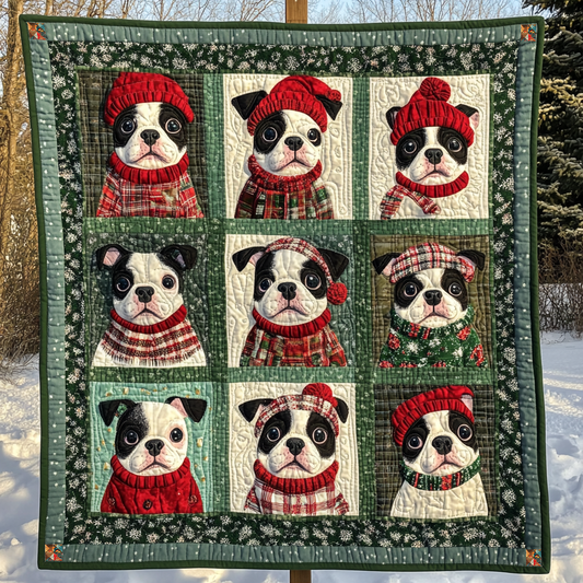 Cute Boston Terrier Christmas XR0210001CL Quilt