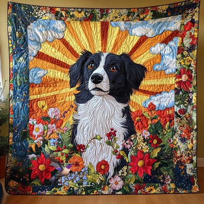 Adorable Border Collie Sun WP0711001CL Quilt