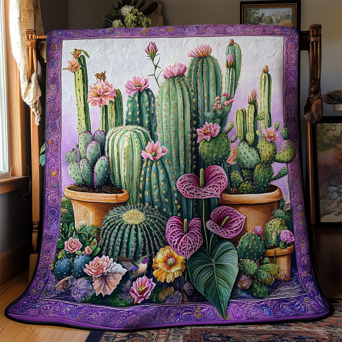 Purple Cactus WY2511030CL Quilt