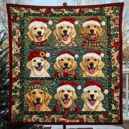 Golden Retriever Christmas Celebrating WP1411024CL Quilt